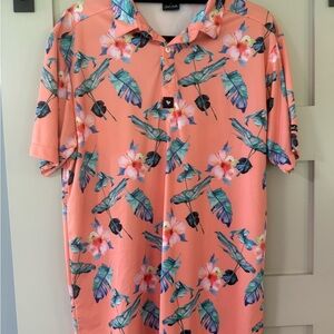 Bad Birdie Peach Tropical Themed Polo